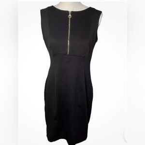 Jessica Women's Career Pencil Dress Sleeveless Black Round Neck 1/3 Front Zip 6